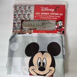 Disney Mickey Mouse Gray Shower Curtain complete setSet